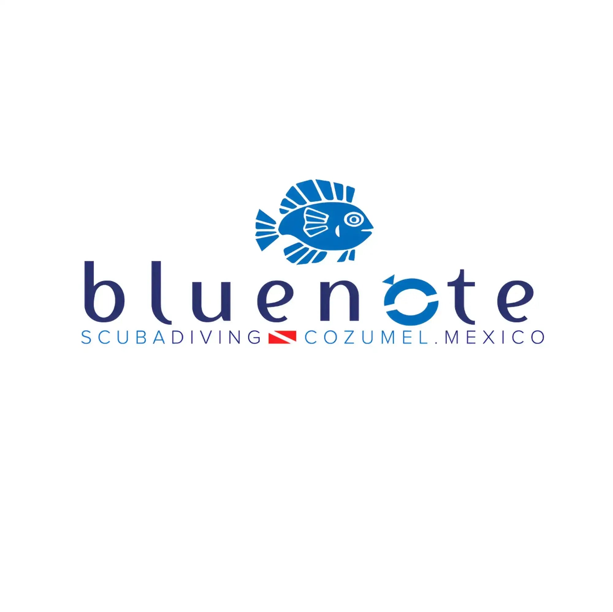 Blue fish logo for bluenote scuba diving in cozumel, mexico.