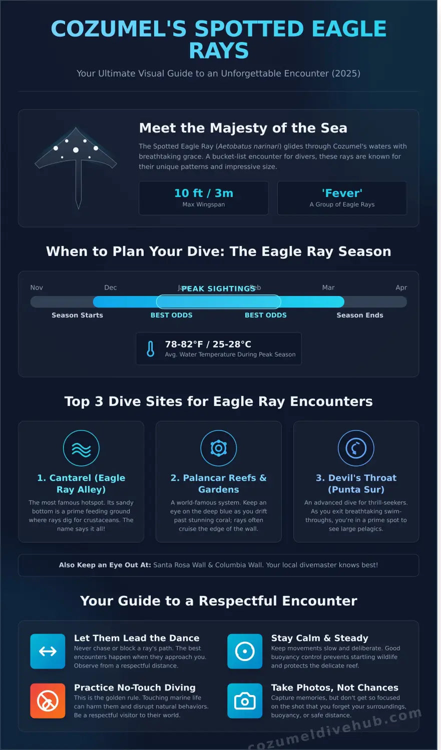 Eagle rays cozumel infographic - visual guide