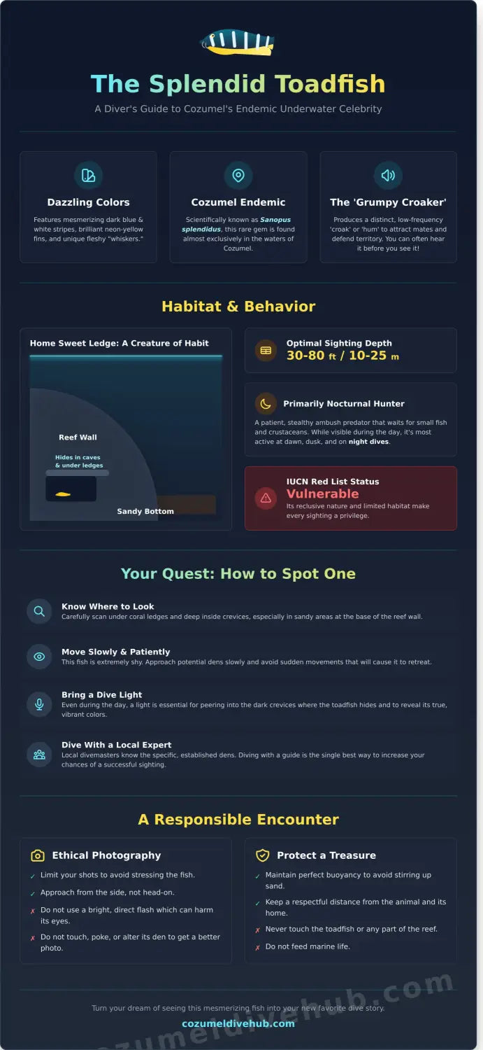 Splendid toadfish cozumel infographic - visual guide