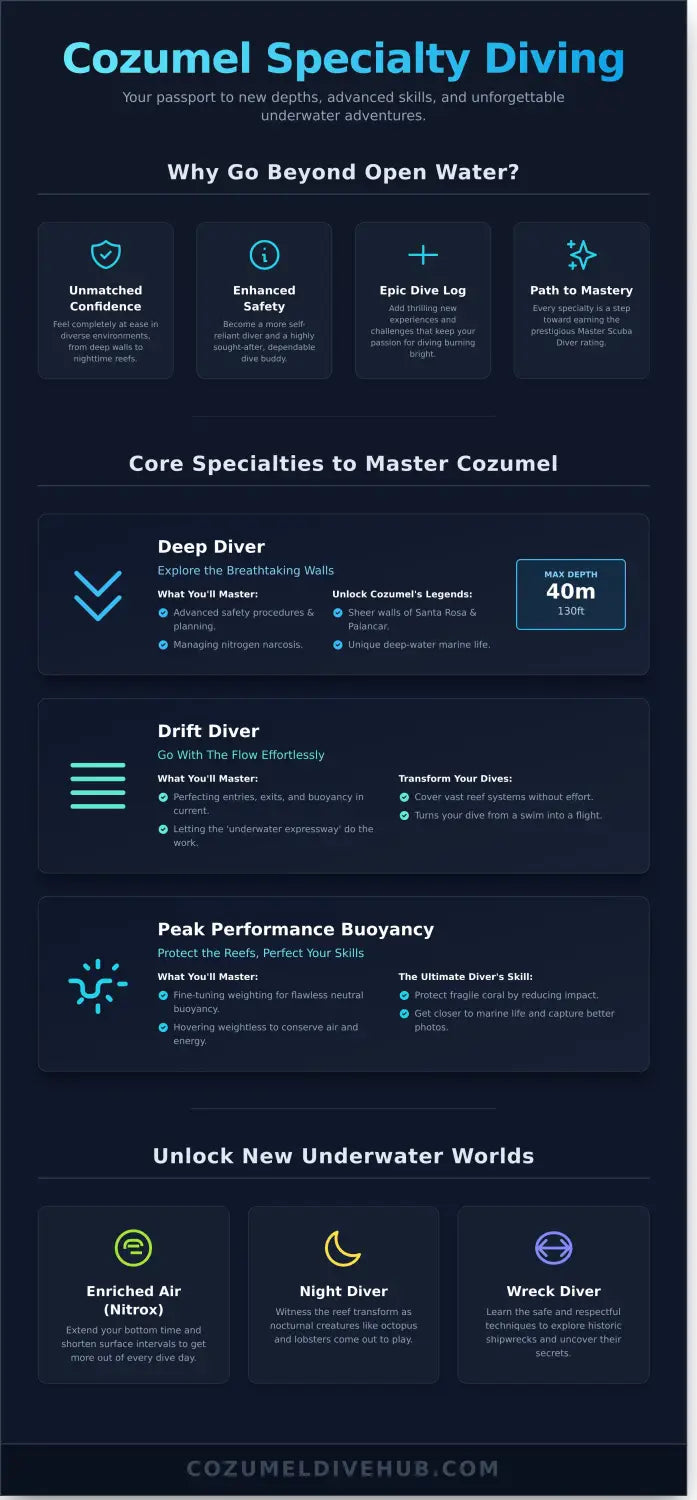 Cozumel specialty diving infographic - visual guide