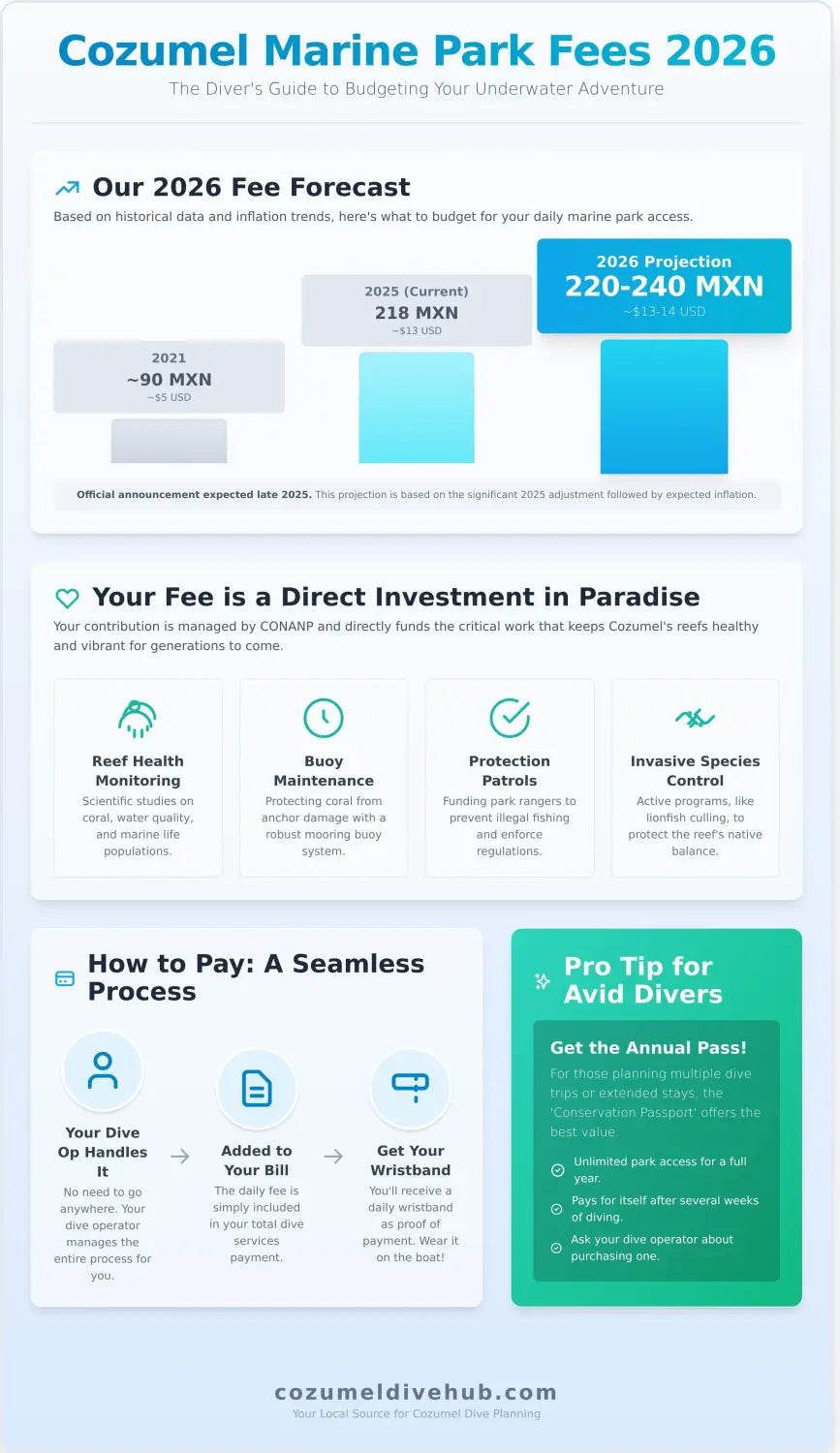 Cozumel marine park fees 2026 infographic - visual guide