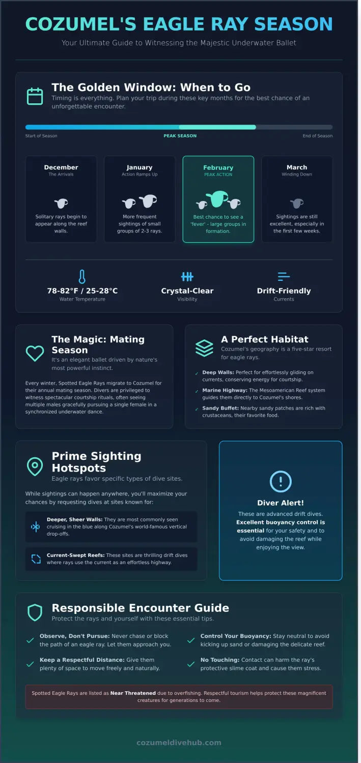 Best time of year to see eagle rays in cozumel infographic - visual guide