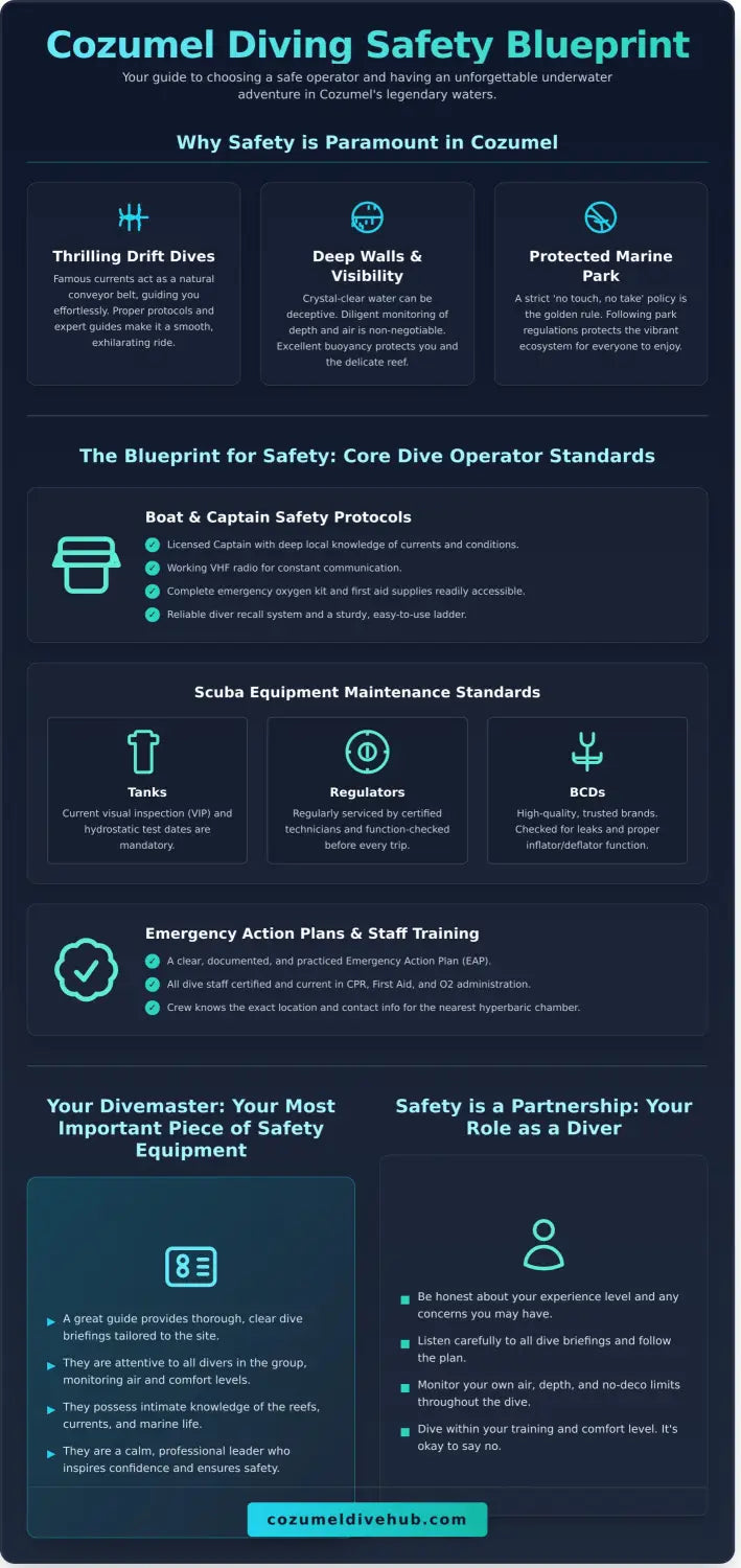 Cozumel diving safety standards infographic - visual guide
