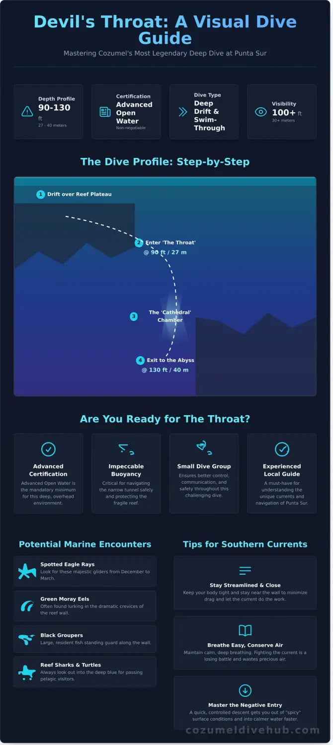 Punta sur devil's throat dive guide infographic - visual guide