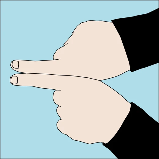 Dive hand signal for buddy up: two index fingers held side by side
