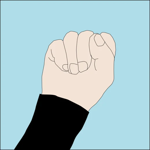Dive hand signal indicating the air reserve has been reached, a closed fist held against the chest