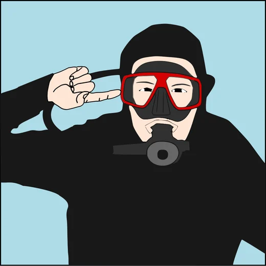 Dive hand signal for ear or equalization trouble: one finger pointing to the ear