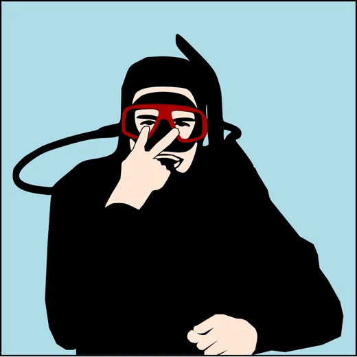 Dive hand signal for look: two fingers turned toward the eyes, then pointed at the subject